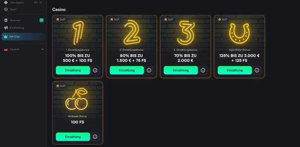 TrueLuck casino gebruikersinterface